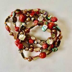 Silpada Coral Tuscan Sun Stretch Bracelet Set of five B1695